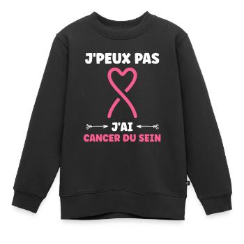 Sensibilisation cancer du sein - Sweat Premium enfant bio - noir - Devant - AI Model Kid Female (0cm)