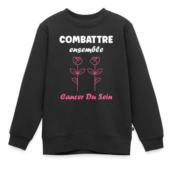 Sensibilisation cancer du sein - Sweat Premium enfant bio - noir - Devant - AI Model Kid Female (0cm)