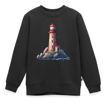 Leuchtturm An Der Felsigen Küste - Kinder Premium Organic Sweatshirt - Schwarz - Vorne - AI Model Kid Female (0cm)
