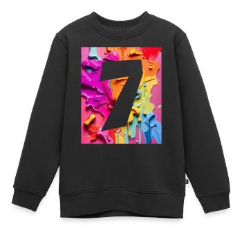 NON. 7 NUMÉRO 7 COLORÉ 7E ANNIVERSAIRE - Sweat Premium enfant bio - noir - Devant - AI Model Kid Female (0cm)