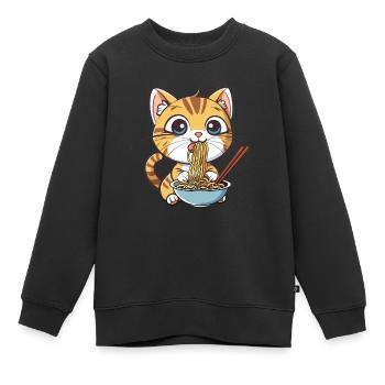 Ramen aux nouilles de chat en kawaii - Sweat Premium enfant bio - noir - Devant - AI Model Kid Female (0cm)