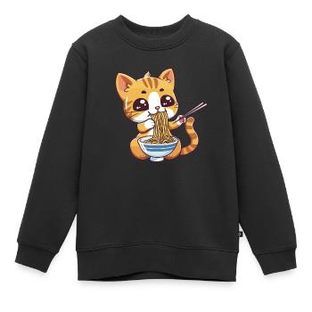 Ramen aux nouilles de chat en kawaii - Sweat Premium enfant bio - noir - Devant - AI Model Kid Female (0cm)