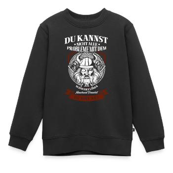 Wikinger Tshirt Viking Valhalla Walhalla Gott Odin - Kinder Premium Organic Sweatshirt - Schwarz - Vorne - AI Model Kid Female (0cm)