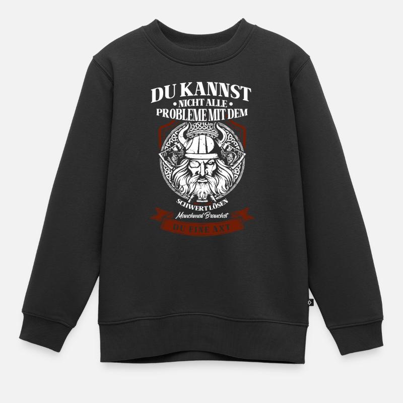 Wikinger Tshirt Viking Valhalla Walhalla Gott Odin - Kinder Premium Organic Sweatshirt - Schwarz