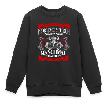 Wikinger Tshirt Viking Valhalla Walhalla Gott Odin - Kinder Premium Organic Sweatshirt - Schwarz - Vorne - AI Model Kid Female (0cm)