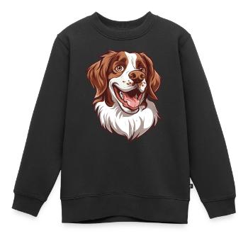 Epagneul Breton Épagneul breton | Caricature - Sweat Premium enfant bio - noir - Devant - AI Model Kid Female (0cm)