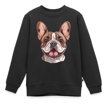 Bouledogue Français | Bouledogue français | Frenchi - Sweat Premium enfant bio - noir - Devant - AI Model Kid Female (0cm)
