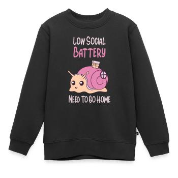 Sozialer Akku Zu Hause Aufladen Introvertiert - Kinder Premium Organic Sweatshirt - Schwarz - Vorne - AI Model Kid Female (0cm)