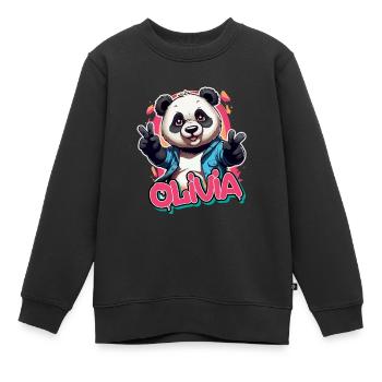OLIVIA - Schöner Mädchen Name mit coolem Panda - Kinder Premium Organic Sweatshirt - Schwarz - Vorne - AI Model Kid Female (0cm)