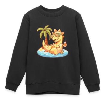 Dinosaure Stegosaurus Island Palm - Sweat Premium enfant bio - noir - Devant - AI Model Kid Female (0cm)