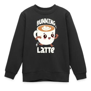 Le Caffè Latte est en retard - Sweat Premium enfant bio - noir - Devant - AI Model Kid Female (0cm)