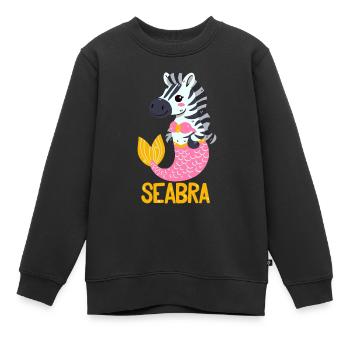 Meeres-Zebra Wortwitz - Kinder Premium Organic Sweatshirt - Schwarz - Vorne - AI Model Kid Female (0cm)