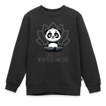 Chill Out With Your Paws Out Panda Yoga - Kinder Premium Organic Sweatshirt - Schwarz - Vorne - AI Model Kid Female (0cm)