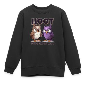 Schrei, Wenn Du Mürrisch Bist – Eulen-unfug - Kinder Premium Organic Sweatshirt - Schwarz - Vorne - AI Model Kid Female (0cm)