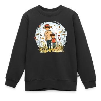 Vater und Sohn im Garten - Kinder Premium Organic Sweatshirt - Schwarz - Vorne - AI Model Kid Female (0cm)