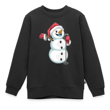 Snowman Chante de Noël - Sweat Premium enfant bio - noir - Devant - AI Model Kid Female (0cm)