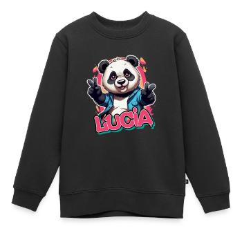 LUCIA - Beautiful girl name with cool panda - Kids Premium Organic Sweatshirt - black - Front - AI Model Kid Female (0cm)