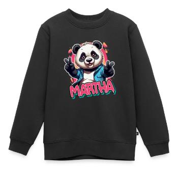 MARTHA - Schöner Mädchen Name mit coolem Panda - Kinder Premium Organic Sweatshirt - Schwarz - Vorne - AI Model Kid Female (0cm)