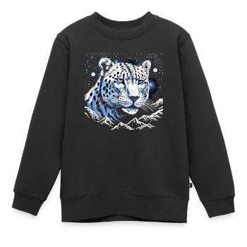 Gardien léopard des neiges céleste - Sweat Premium enfant bio - noir - Devant - AI Model Kid Female (0cm)