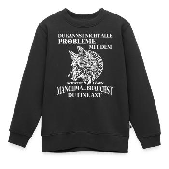 Wikinger Tshirt Viking Valhalla Walhalla Gott Odin - Kinder Premium Organic Sweatshirt - Schwarz - Vorne - AI Model Kid Female (0cm)