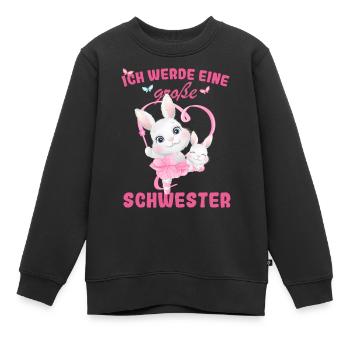 Annonce de la progéniture Je vais être une grande sœur en 2025 - Sweat Premium enfant bio - noir - Devant - AI Model Kid Female (0cm)