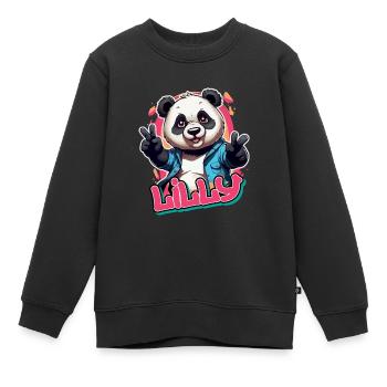 LILLY - Schöner Mädchen Name mit coolem Panda - Kinder Premium Organic Sweatshirt - Schwarz - Vorne - AI Model Kid Female (0cm)