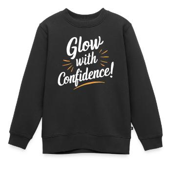 Glow with Confidence Motivation - Kids Premium Organic Sweatshirt - black - Front - AI Model Kid Female (0cm)