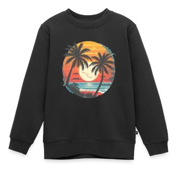 Sommer Sonnenuntergang Palmen Silhouette - Kinder Premium Organic Sweatshirt - Schwarz - Vorne - AI Model Kid Female (0cm)