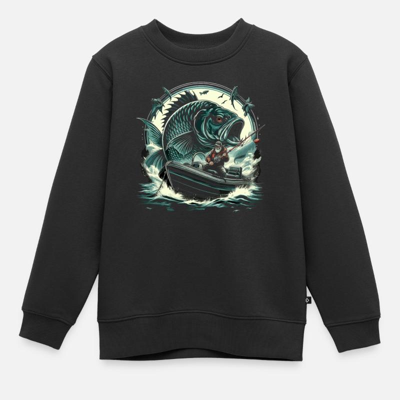 Pêcheur Pêcheur Majestic Carp - Sweat Premium enfant bio - noir