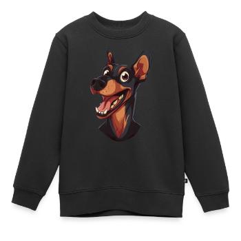 Pinscher | German Pinscher | Cartoon Artwork - Kinder Premium Organic Sweatshirt - Schwarz - Vorne - AI Model Kid Female (0cm)