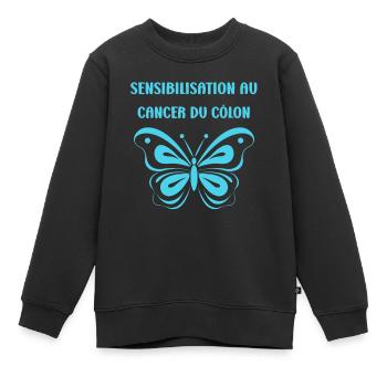 Sensibilisation au cancer du côlon - Sweat Premium enfant bio - noir - Devant - AI Model Kid Female (0cm)