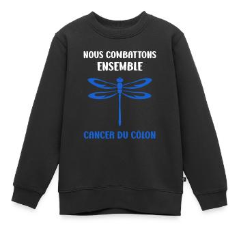 Sensibilisation au cancer du côlon - Sweat Premium enfant bio - noir - Devant - AI Model Kid Female (0cm)