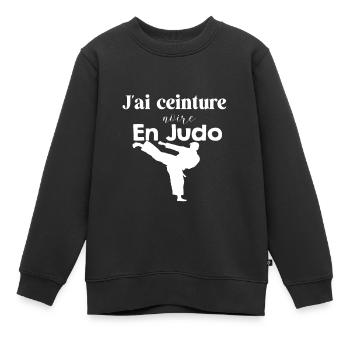 J ai ceinture noire en judo - Sweat Premium enfant bio - noir - Devant - AI Model Kid Female (0cm)