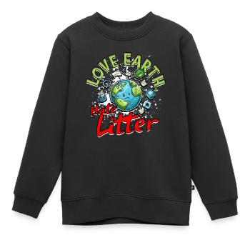 Umweltschutz Umweltschützer Love Earth Hate Litter - Kinder Premium Organic Sweatshirt - Schwarz - Vorne - AI Model Kid Female (0cm)