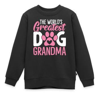 Die größte Hundeoma der Welt Pawma Lustiger Pelz - Kinder Premium Organic Sweatshirt - Schwarz - Vorne - AI Model Kid Female (0cm)