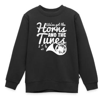 Nous avons les cuivres et les mélodies - Sweat Premium enfant bio - noir - Devant - AI Model Kid Female (0cm)