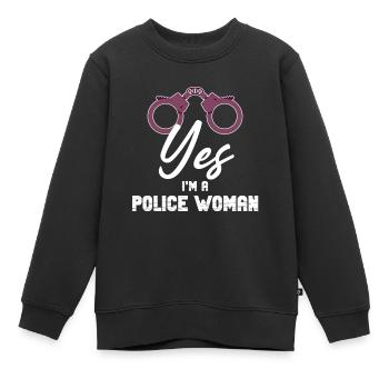 Ja, Ich Bin Eine Polizistin, Polizei, - Kinder Premium Organic Sweatshirt - Schwarz - Vorne - AI Model Kid Female (0cm)