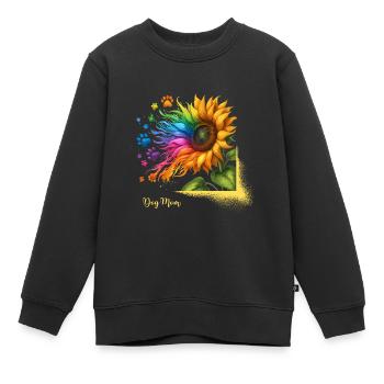 Dog Mom Hund Muttertag Regenbogen Sonnenblume Wau - Kinder Premium Organic Sweatshirt - Schwarz - Vorne - AI Model Kid Female (0cm)