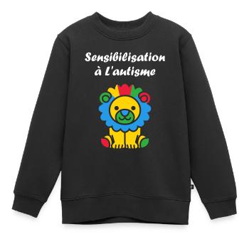 Animal Sensibilisation à l'autisme - Sweat Premium enfant bio - noir - Devant - AI Model Kid Female (0cm)