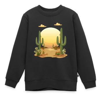 Paysage désertique au coucher du soleil - Sweat Premium enfant bio - noir - Devant - AI Model Kid Female (0cm)