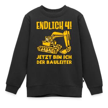 Endlich 4 Jetzt bin ich der Bauleiter 4 Jahre alt - Kinder Premium Organic Sweatshirt - Schwarz - Vorne - AI Model Kid Female (0cm)
