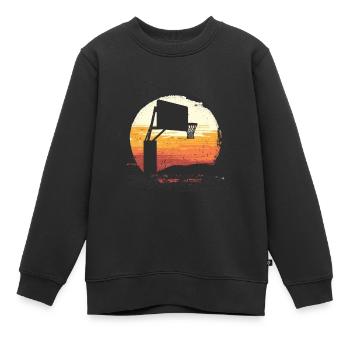 Sonnenaufgang Korbwurf Basketball Szene - Kinder Premium Organic Sweatshirt - Schwarz - Vorne - AI Model Kid Female (0cm)