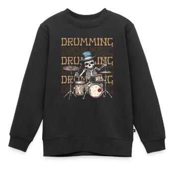 Batterie Batteur Batteur - Sweat Premium enfant bio - noir - Devant - AI Model Kid Female (0cm)