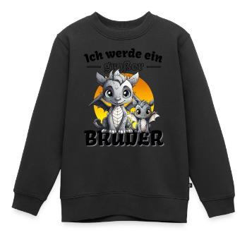 Annonce de la prochaine génération | Je vais être un grand frère en 2025 - Sweat Premium enfant bio - noir - Devant - AI Model Kid Female (0cm)
