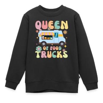 Königin der Food Trucks Groovy Foodie - Kinder Premium Organic Sweatshirt - Schwarz - Vorne - AI Model Kid Female (0cm)