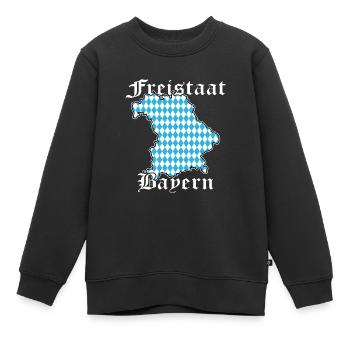 Freistaat Bayern Kontur Flagge 2 - Kinder Premium Organic Sweatshirt - Schwarz - Vorne - AI Model Kid Female (0cm)