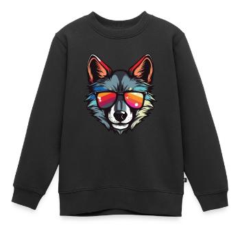Wolf Kopf Cool - Kinder Premium Organic Sweatshirt - Schwarz - Vorne - AI Model Kid Female (0cm)