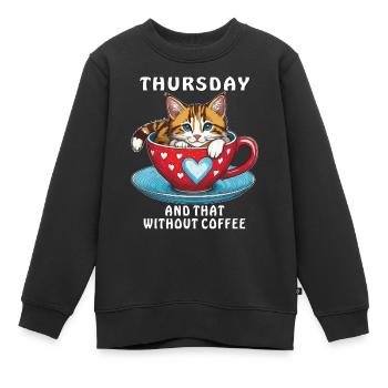 JEUDI ET CELA SANS CAFÉ - Sweat Premium enfant bio - noir - Devant - AI Model Kid Female (0cm)