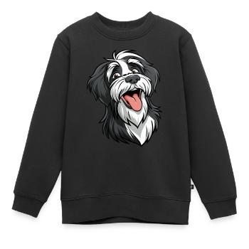 Terrier tibétain | Terrier tibétain | Illustration de dessin animé - Sweat Premium enfant bio - noir - Devant - AI Model Kid Female (0cm)