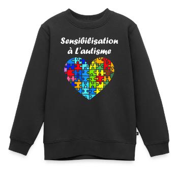 sensibilisation a l'autisme autiste - Sweat Premium enfant bio - noir - Devant - AI Model Kid Female (0cm)